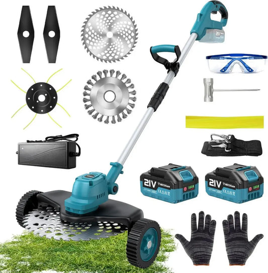 Coupe-Bordure Électrique Sans Fil avec Moteur Brushless, 4 Lames et 2 Batteries 4,0 Ah, Longueur Ajustable, Idéal pour le Jardin