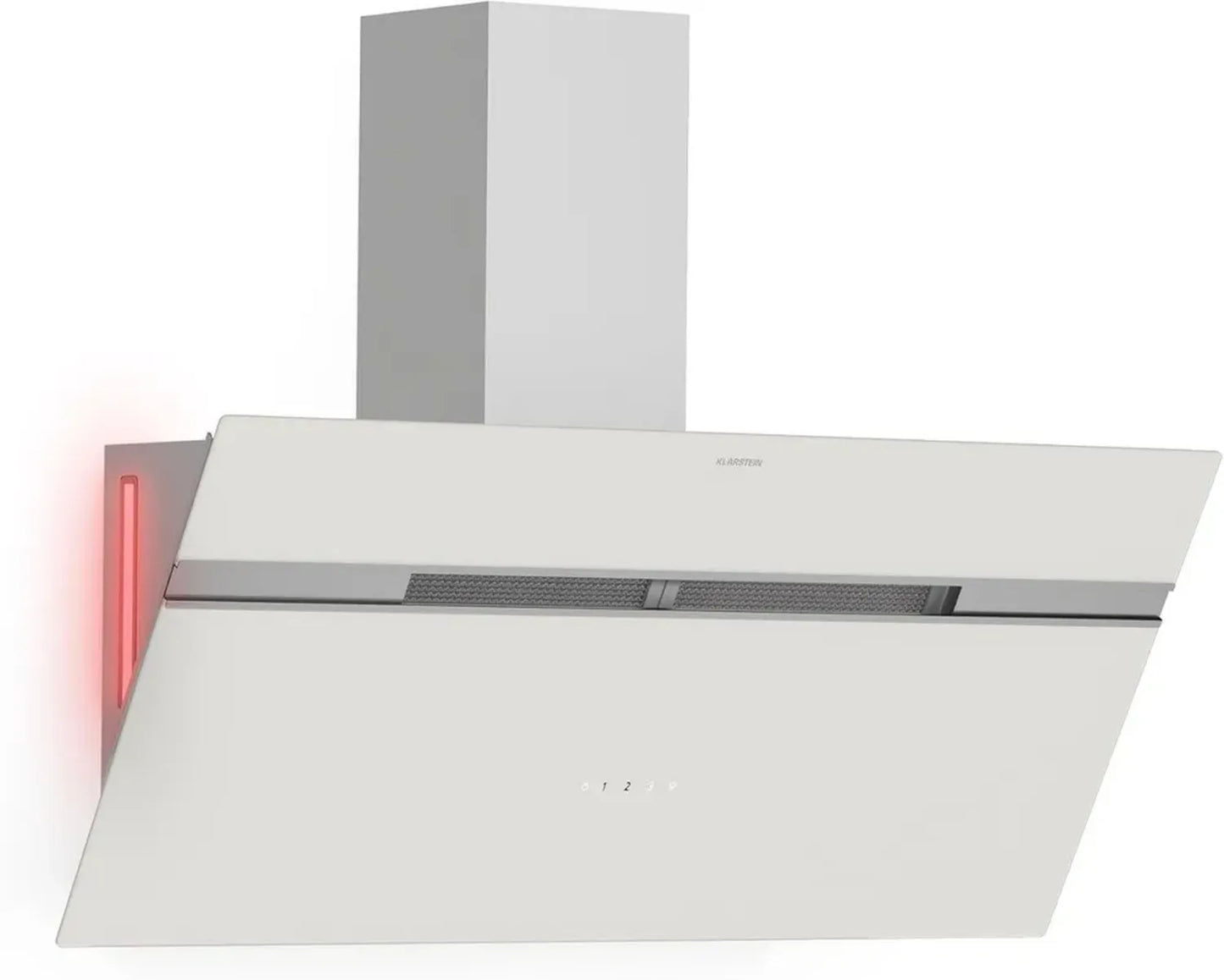 Klarstein Alina Hotte Murale 90 cm - 615 m³/h, Classe Énergétique A, Éclairage LED, Silencieuse 54 dB, Évacuation et Recirculation, Filtres à Charbon Actif, Couleur Blanche
